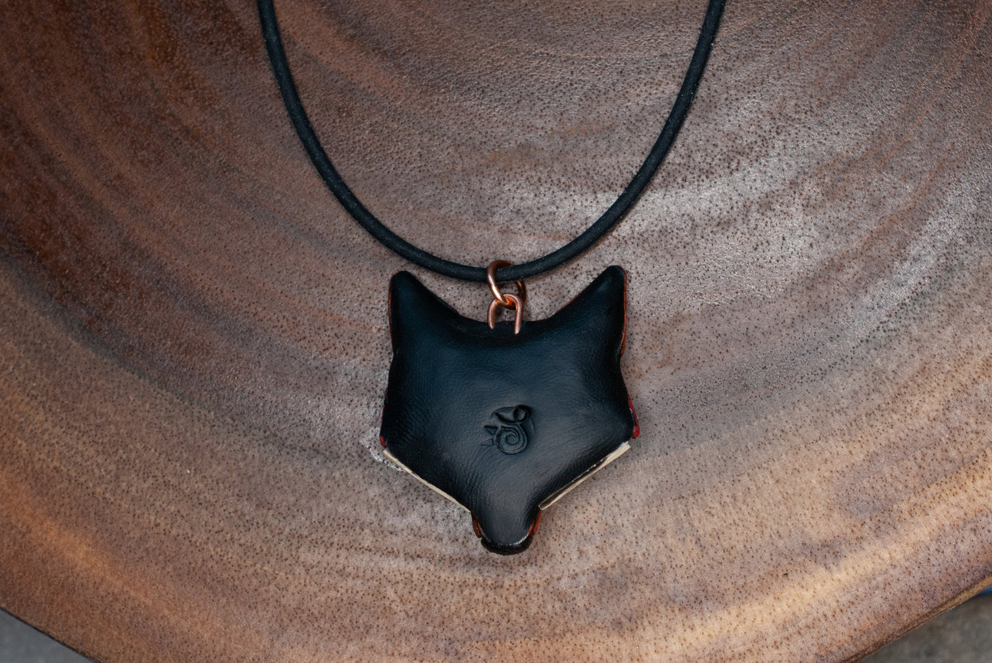 Red Fox Necklace, Rustic Geometric Spirit Animal, Mosaic art to wear, Unique Gift Idea for animal lovers and nature enthusiasts. In neutrals