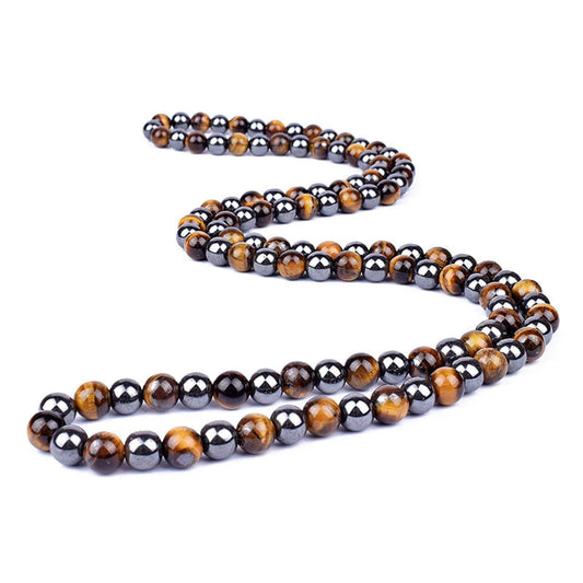 Handmade Tiger Eye Stone Necklace for Men & Women, Meditation Yoga Reiki Prayer Jewelry