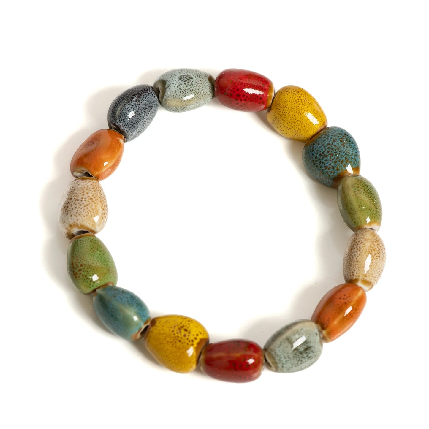 Handmade Starfish Seashell Bracelet, Colorful Ceramic Bead Boho Beach Wristband for Women & Teens