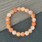 8mm Natural Orange Weathered Stone Bracelet, Elastic Energy Bead Bangle for Women & Men