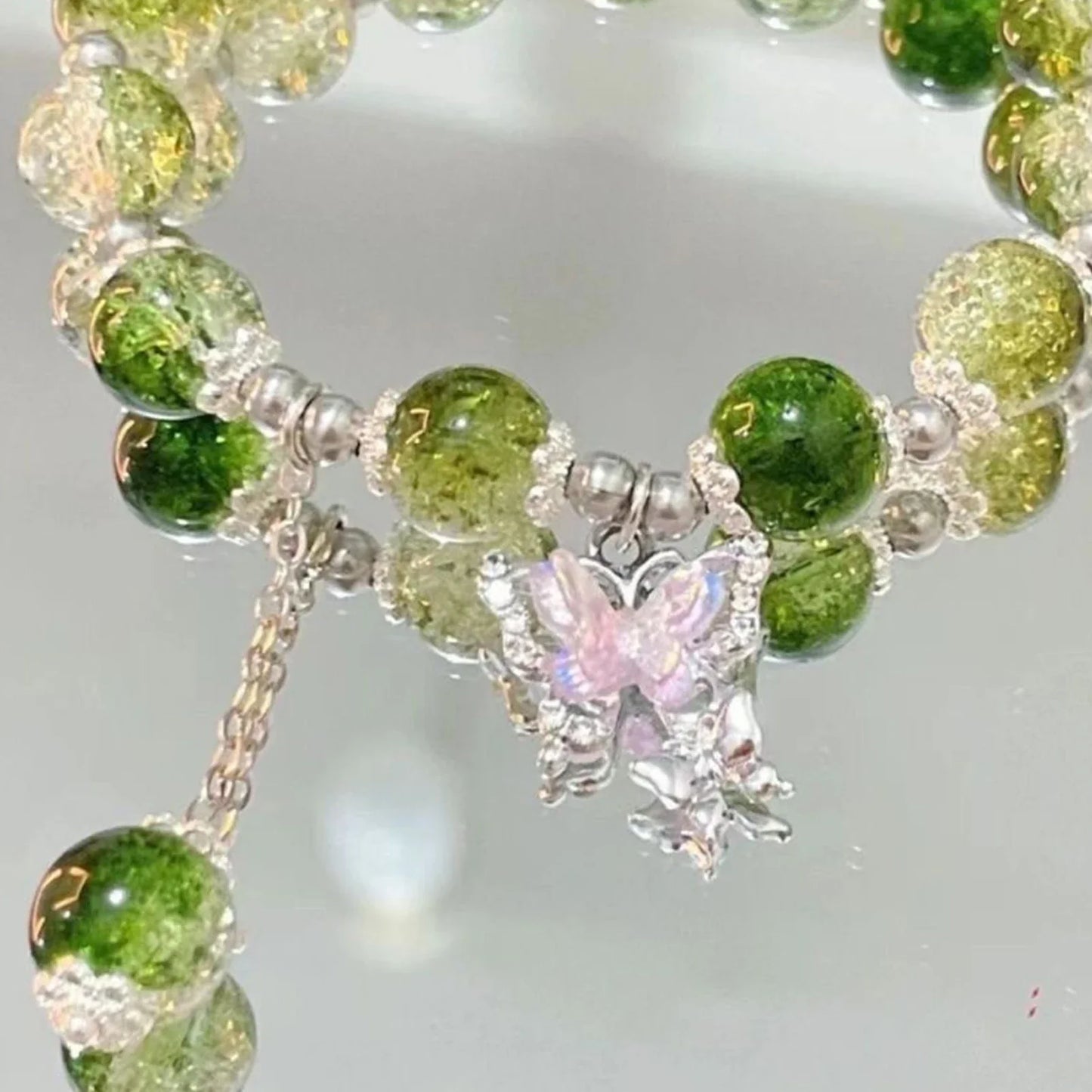 Handmade Fairy Butterfly Bracelet Set, 3pc Boho Crystal Jewelry Gift for Women & Girls