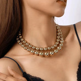 Handmade Gold Bead Choker Necklace, CCB Jewelry for Women & Men, Party Club Accessory Gift