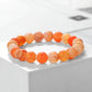 8mm Natural Orange Weathered Stone Bracelet, Elastic Energy Bead Bangle for Women & Men
