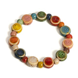 Handmade Starfish Seashell Bracelet, Colorful Ceramic Bead Boho Beach Wristband for Women & Teens