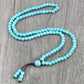 6mm Natural Light Blue Mala Necklace – Handmade 108 Beads Yoga Meditation Bracelet for Women & Men