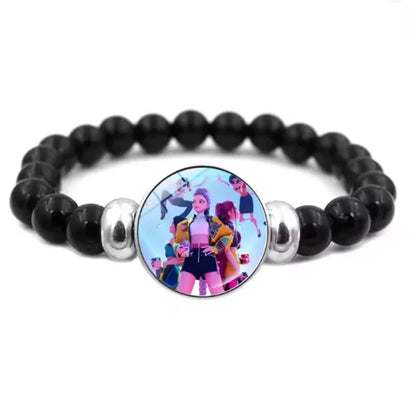 K-Pop Demon Hunters Glass Bead Bracelet – Huntr-x Bangle Set, Rumi Zoey Mira Fan Jewelry Gift