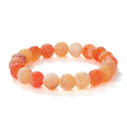 8mm Natural Orange Weathered Stone Bracelet, Elastic Energy Bead Bangle for Women & Men