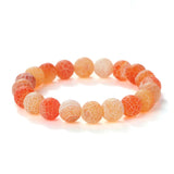 8mm Natural Orange Weathered Stone Bracelet, Elastic Energy Bead Bangle for Women & Men