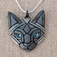 Siamese Cat Face Necklace, Apple head Mosaic, Pet Portrait, Fun for cat lover, Mother's Day Gift Idea, Aquamarine Eyes Unique Artisan Design