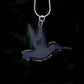 Hummingbird Necklace on Silver Chain, Ruby Throated Bird gift,  Spirit Animal Totem, Native American Species, Mosaic art to Wear, bright fun