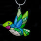 Hummingbird Necklace on Silver Chain, Ruby Throated Bird gift,  Spirit Animal Totem, Native American Species, Mosaic art to Wear, bright fun