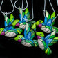 Hummingbird Necklace on Silver Chain, Ruby Throated Bird gift,  Spirit Animal Totem, Native American Species, Mosaic art to Wear, bright fun