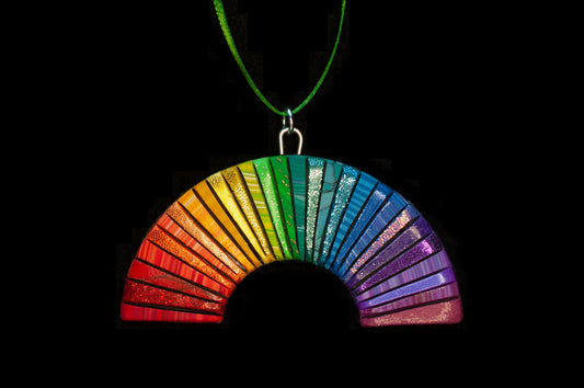 Rainbow Ornament OR Pin / Brooch, Bright Christmas Tree Decoration, Festive colorful Holiday Decor, Mosaic Art, Symbol of Hope and Love