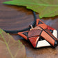 Red Fox Necklace, Rustic Geometric Spirit Animal, Mosaic art to wear, Unique Gift Idea for animal lovers and nature enthusiasts. In neutrals
