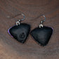 Pink purple mosaic earrings with black and white, Lightweight, Dangly, Abstract triangle, Sterling silver wires, Coordinates available