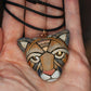 Cougar, AKA Mountain Lion & Puma Face Necklace on Leather, Wildcat Spirit Animal Head, Christmas Gift Idea, North American Native Species