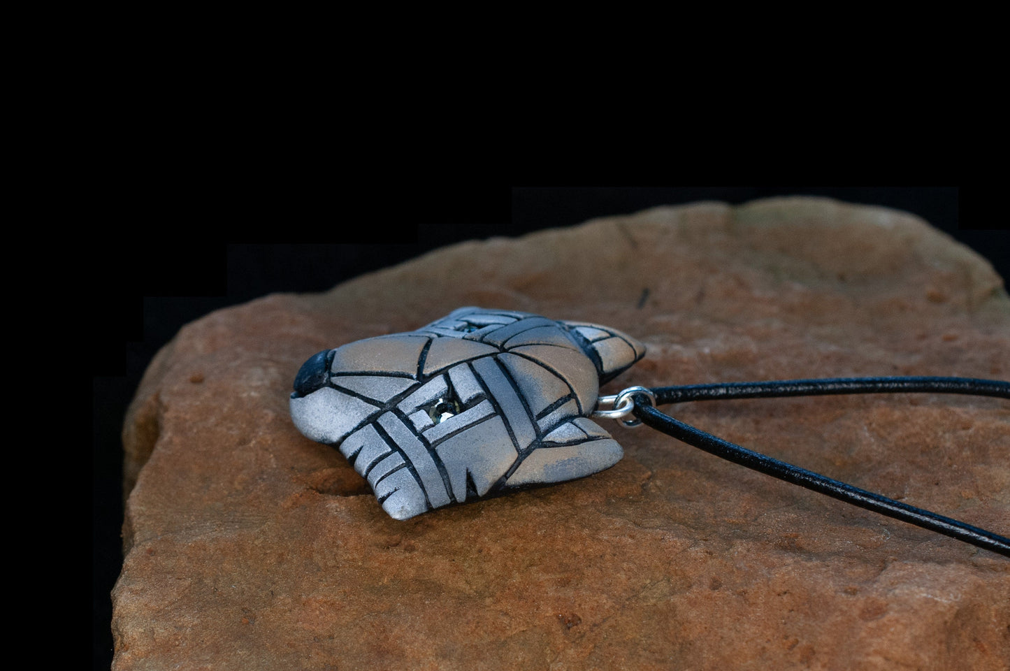 Gray Wolf Necklace, Wild American Species, Your Choice of 2 sizes, Mosaic Art Design, Spirit Animal, Unique Gift Idea, Amulet, Western Totem