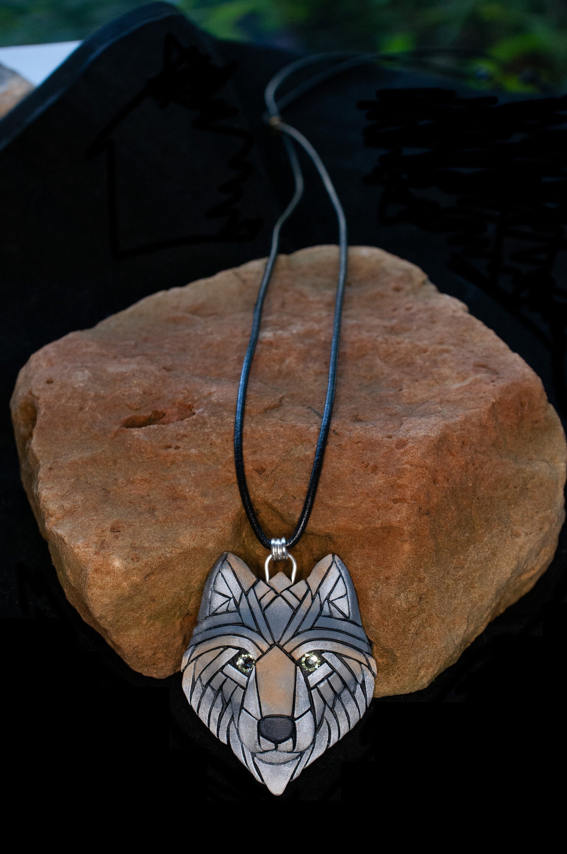 Gray Wolf Necklace, Wild American Species, Your Choice of 2 sizes, Mosaic Art Design, Spirit Animal, Unique Gift Idea, Amulet, Western Totem