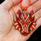 Year of the Dragon Chinese Zodiac Necklace, Lunar New Year Asian Astrology Symbol, Traditional red and gold gift idea, Mosaic art to wear,