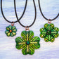 Shamrock Necklace, Green Four-Leaf Clover, St. Patrick's Day Gift, Luck of the Irish, 3 sizes, Symbol of Ireland, Lucky Charm, Celtic Cross