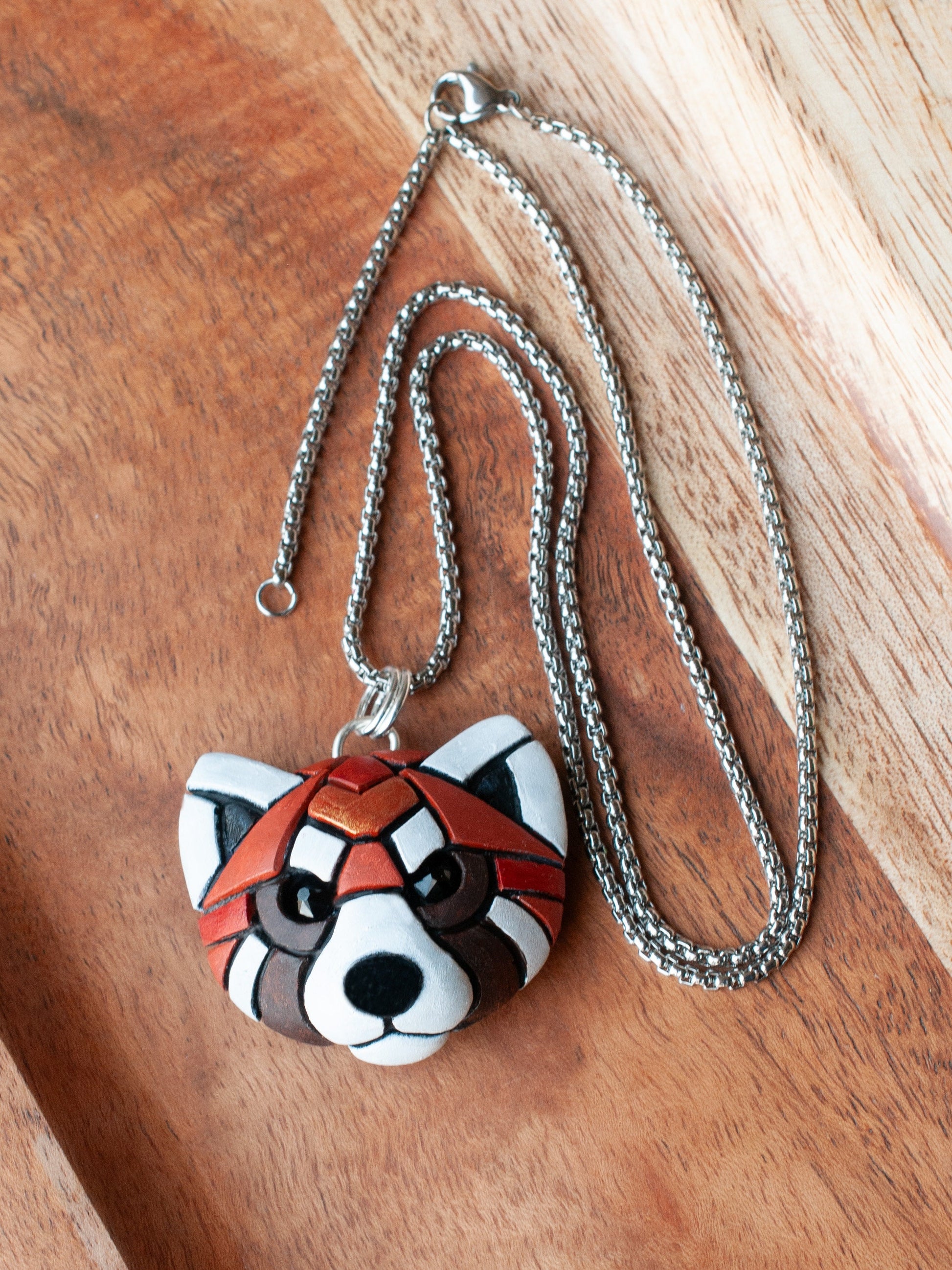 Red Panda Necklace, Leather, Gift idea for animal lovers, cord options, Endangered Species, Himalayan,  Cute Spirit Animal, the perfect gift
