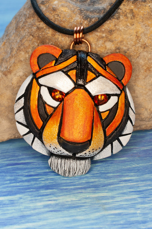 Tiger Totem Necklace, Big Cat, African, spirit animal charm, Wildlife, nature, Unique Gift idea, Personalized option, face, head, unisex