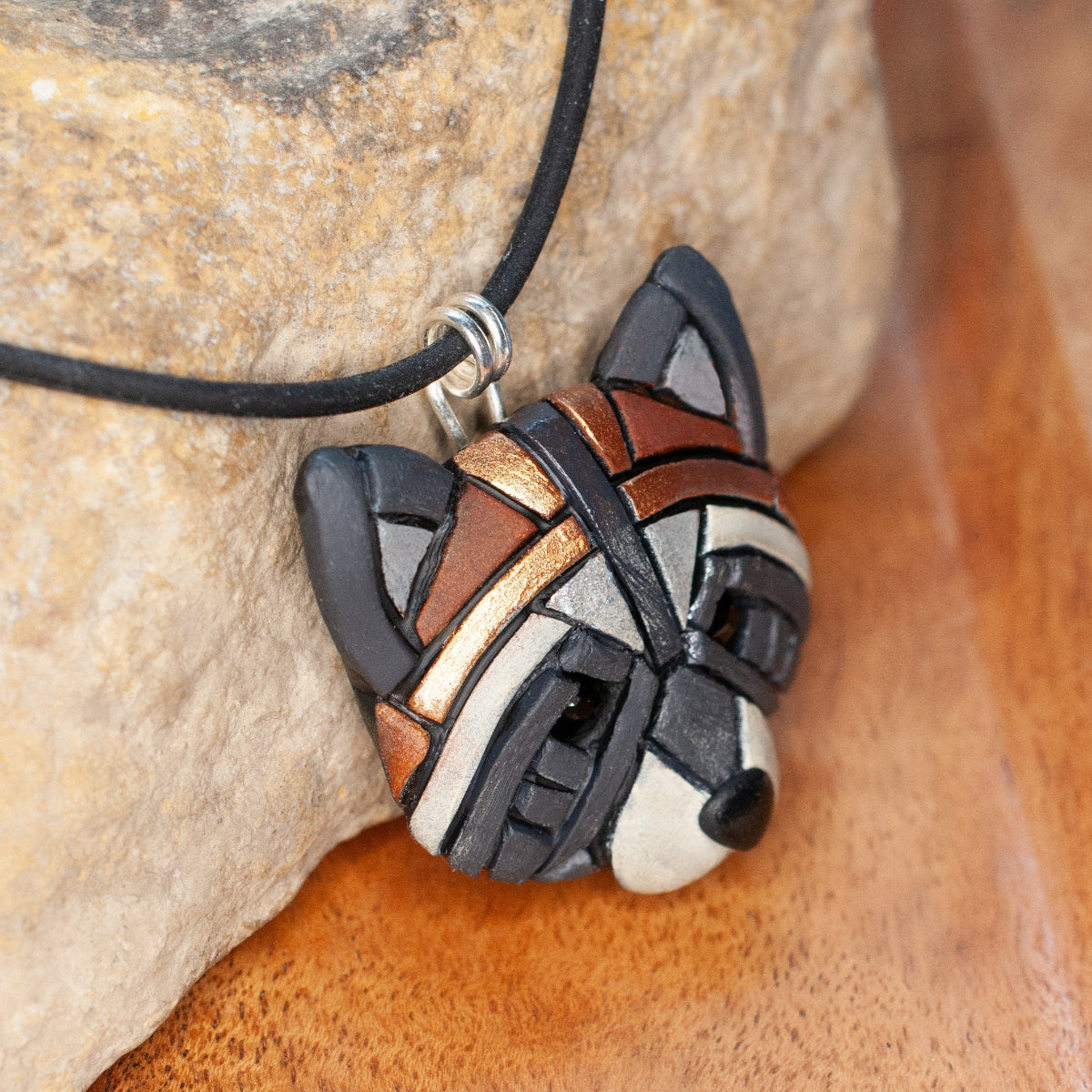 Raccoon Necklace, Gift idea for animal lovers, Symbol of mischief & curiosity, Fun Mosaic style, Cute Spirit Animal, the perfect nature gift