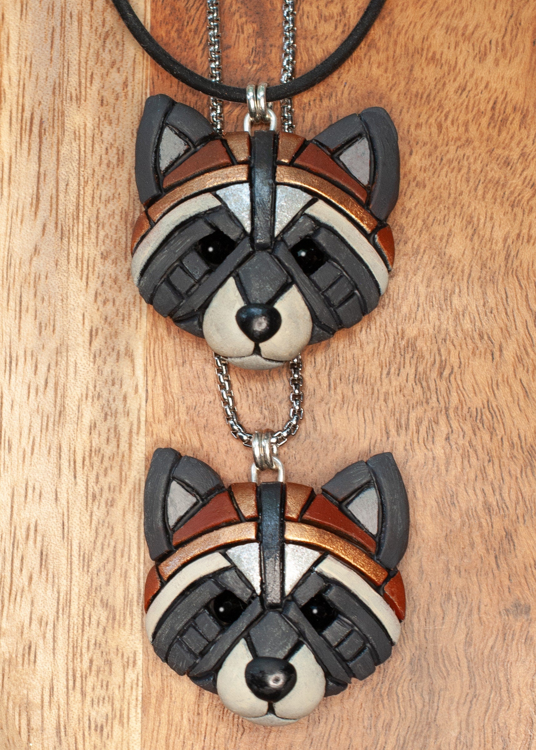 Raccoon Necklace, Gift idea for animal lovers, Symbol of mischief & curiosity, Fun Mosaic style, Cute Spirit Animal, the perfect nature gift