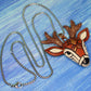Deer Necklace, White Tailed Deer on Adjustable Leather Cord, Spirit Animal Amulet, Mosaic art design, Unique Gift Idea, Native American