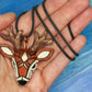 Deer Necklace, White Tailed Deer on Adjustable Leather Cord, Spirit Animal Amulet, Mosaic art design, Unique Gift Idea, Native American