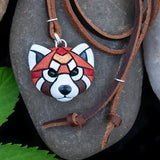 Red Panda Necklace, Leather, Gift idea for animal lovers, cord options, Endangered Species, Himalayan,  Cute Spirit Animal, the perfect gift