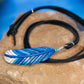 Blue Jay Feather Necklace on Black Suede or Chain, Gift Idea for Bird Watchers and Animal Lovers, North American Native Species, Bluebird
