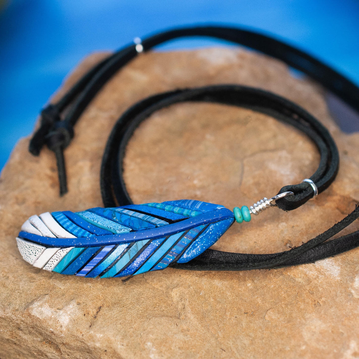 Blue Jay Feather Necklace on Black Suede or Chain, Gift Idea for Bird Watchers and Animal Lovers, North American Native Species, Bluebird