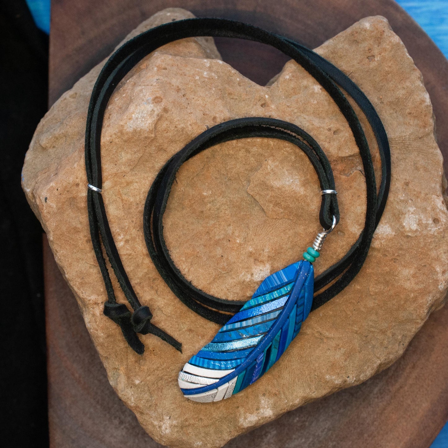 Blue Jay Feather Necklace on Black Suede or Chain, Gift Idea for Bird Watchers and Animal Lovers, North American Native Species, Bluebird