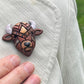 Bison Lapel Pin, Rustic Brown Buffalo Wildlife Accessory, Native American Species Brooch, Western Gift Idea, USA Made by hand, Cute Animal