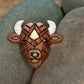 Bison Lapel Pin, Rustic Brown Buffalo Wildlife Accessory, Native American Species Brooch, Western Gift Idea, USA Made by hand, Cute Animal